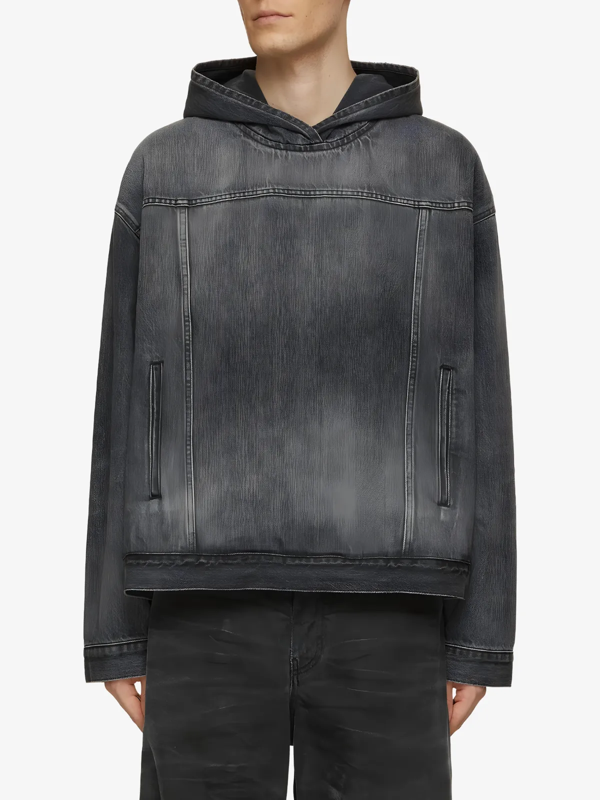 ACID WASH PATTERNED HOODIE