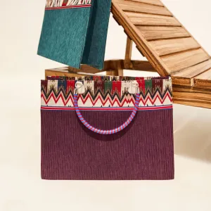 Aguya Wine Tote Bag (With Striped Handle)