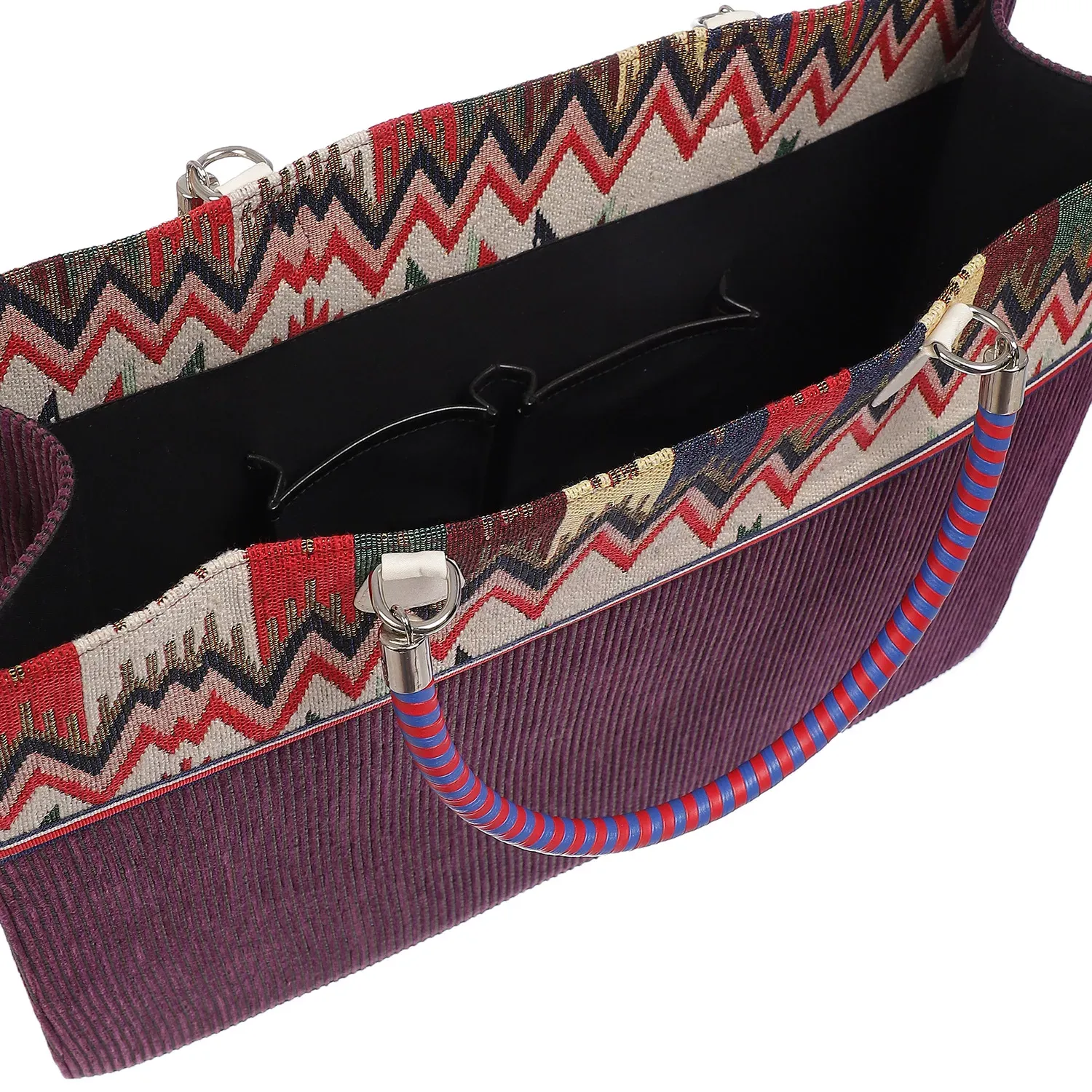 Aguya Wine Tote Bag (With Striped Handle)
