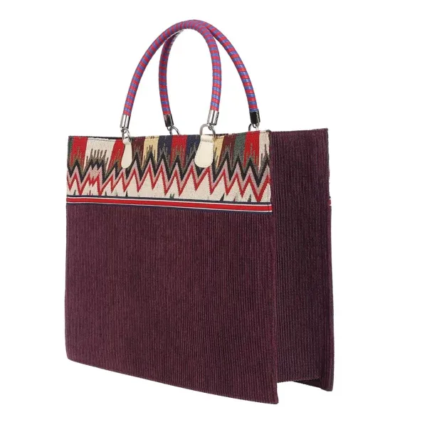 Aguya Wine Tote Bag (With Striped Handle)