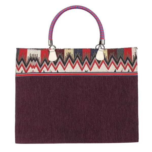 Aguya Wine Tote Bag (With Striped Handle)