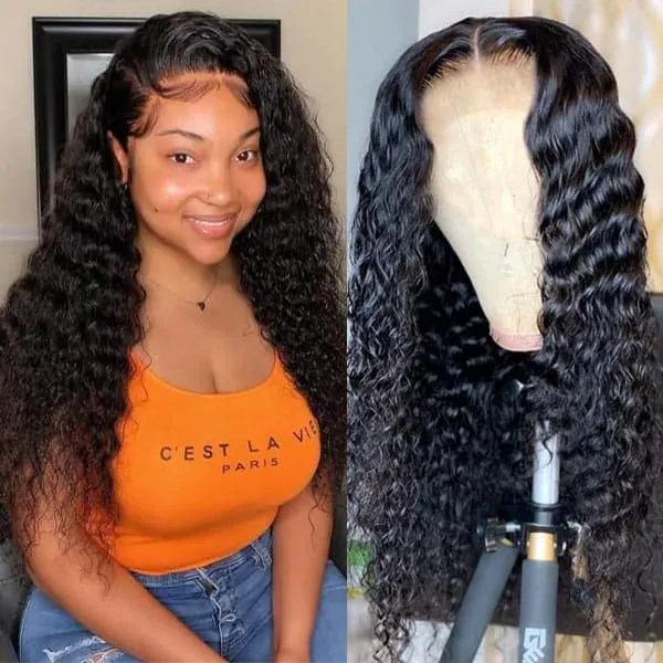 Aliopop Hair Deep Wave 6x6 Lace Closure Wig Pre Plucked with Baby Hair