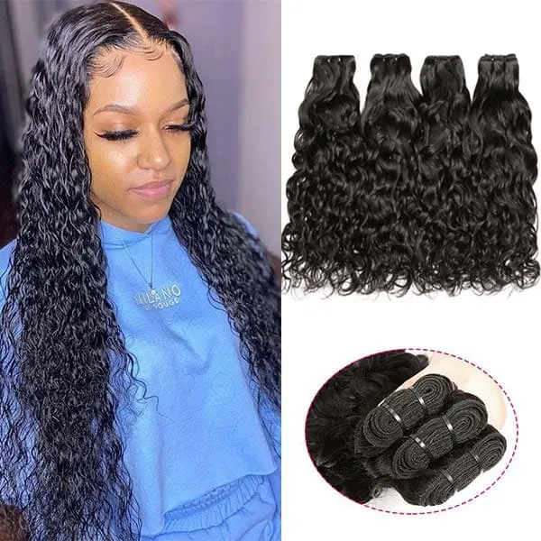 Alipop Hair 4 Bundles Virgin Wet and Wavy Hair Water Wave Virgin 100% Human Hair