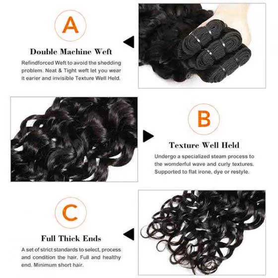 Alipop Hair 4 Bundles Virgin Wet and Wavy Hair Water Wave Virgin 100% Human Hair
