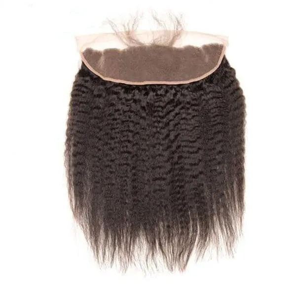 Alipop Hair Kinky Straight 3 Bundles With Lace Frontal 100% Unprocessed Malaysian Virgin Human Hair Natural Color