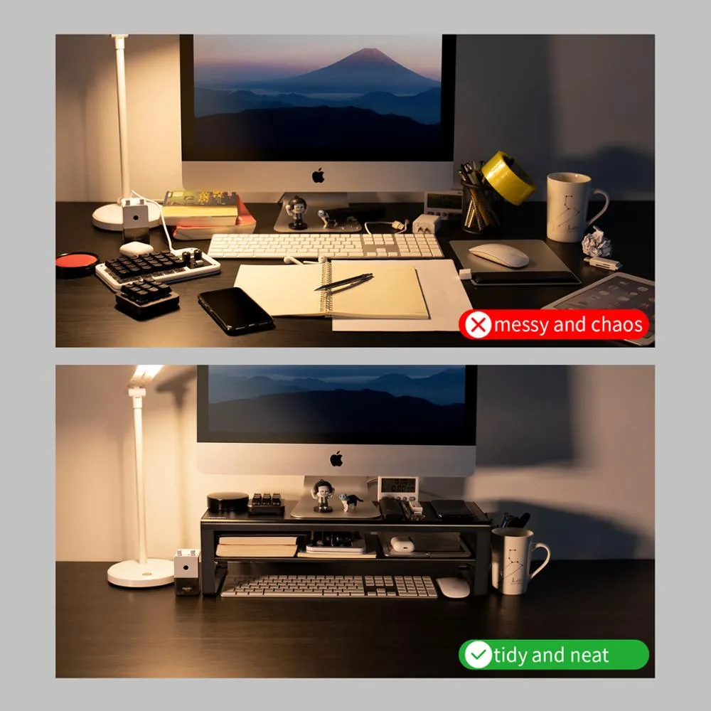 Aluminium Monitor Stand with USB3.0 Hub Supports Data Transfer and Wireless Charging for Laptop and PC