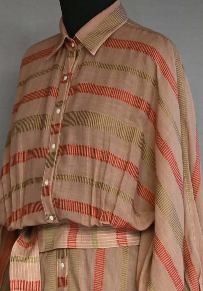 Amrich  Dress Handwoven Jacquard Stripes Shirtdress