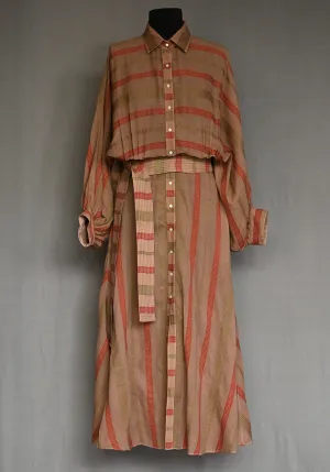 Amrich  Dress Handwoven Jacquard Stripes Shirtdress