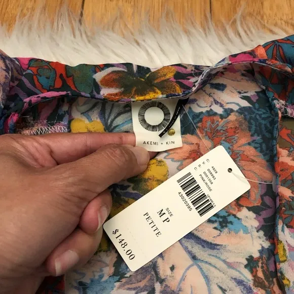 Anthropologie Akemi Kin Valencia Sheer Multicolor Floral Ruched Sleeves Dress MP