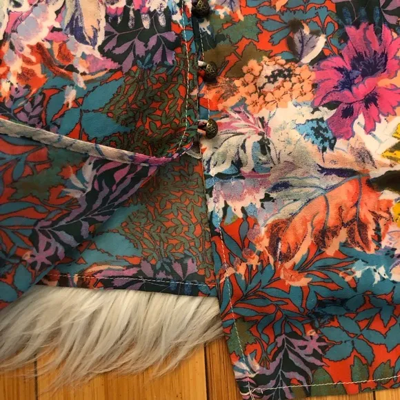 Anthropologie Akemi Kin Valencia Sheer Multicolor Floral Ruched Sleeves Dress MP