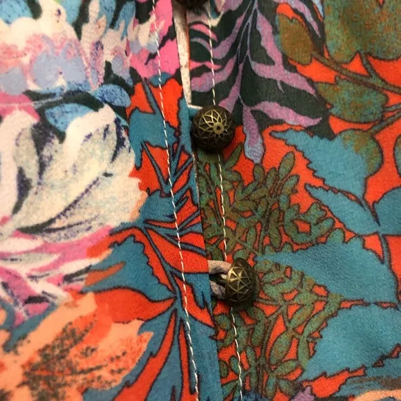Anthropologie Akemi Kin Valencia Sheer Multicolor Floral Ruched Sleeves Dress MP