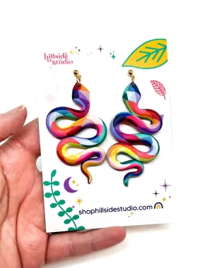 Anya Snake Earrings - Rainbow Prism