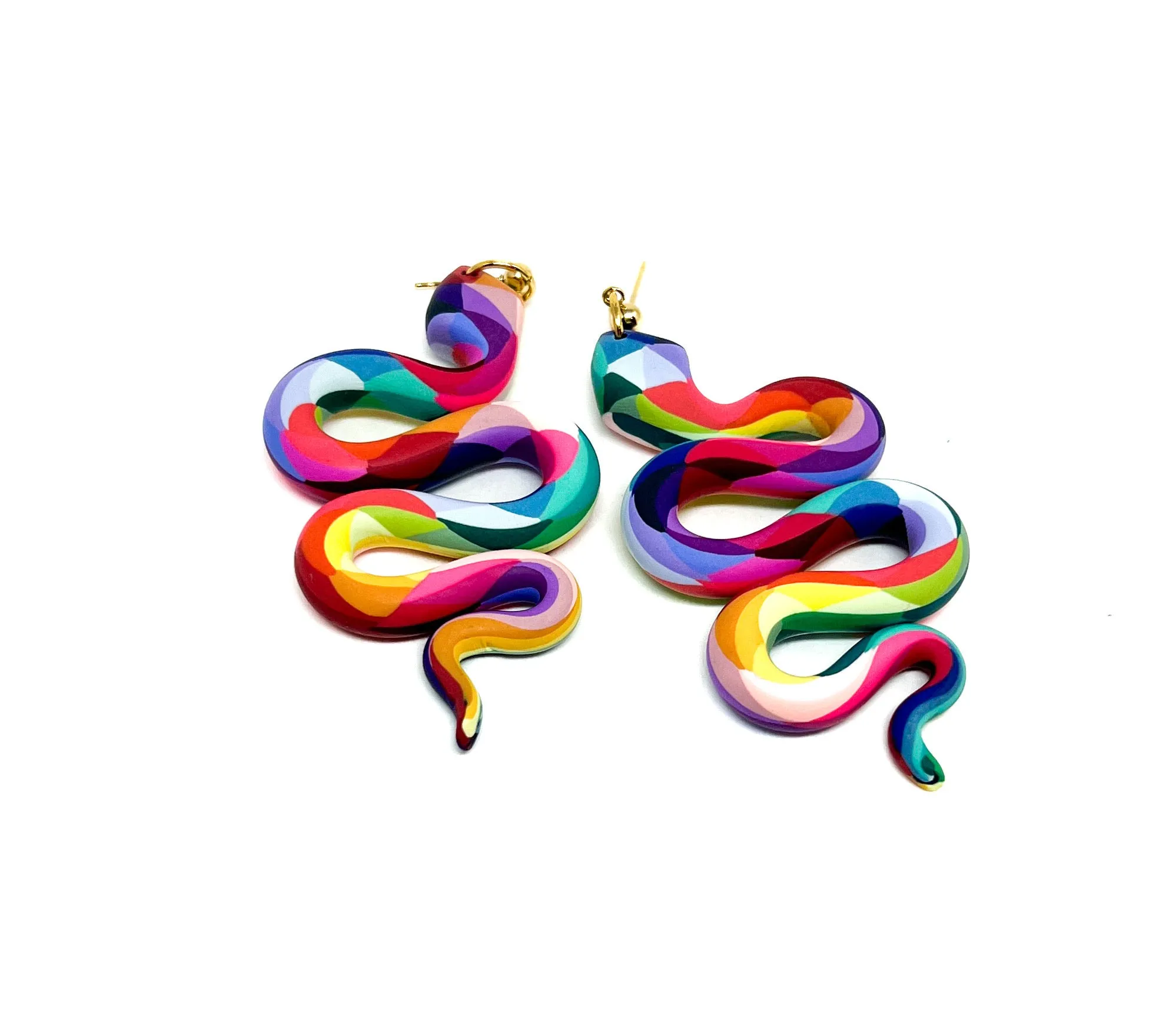 Anya Snake Earrings - Rainbow Prism
