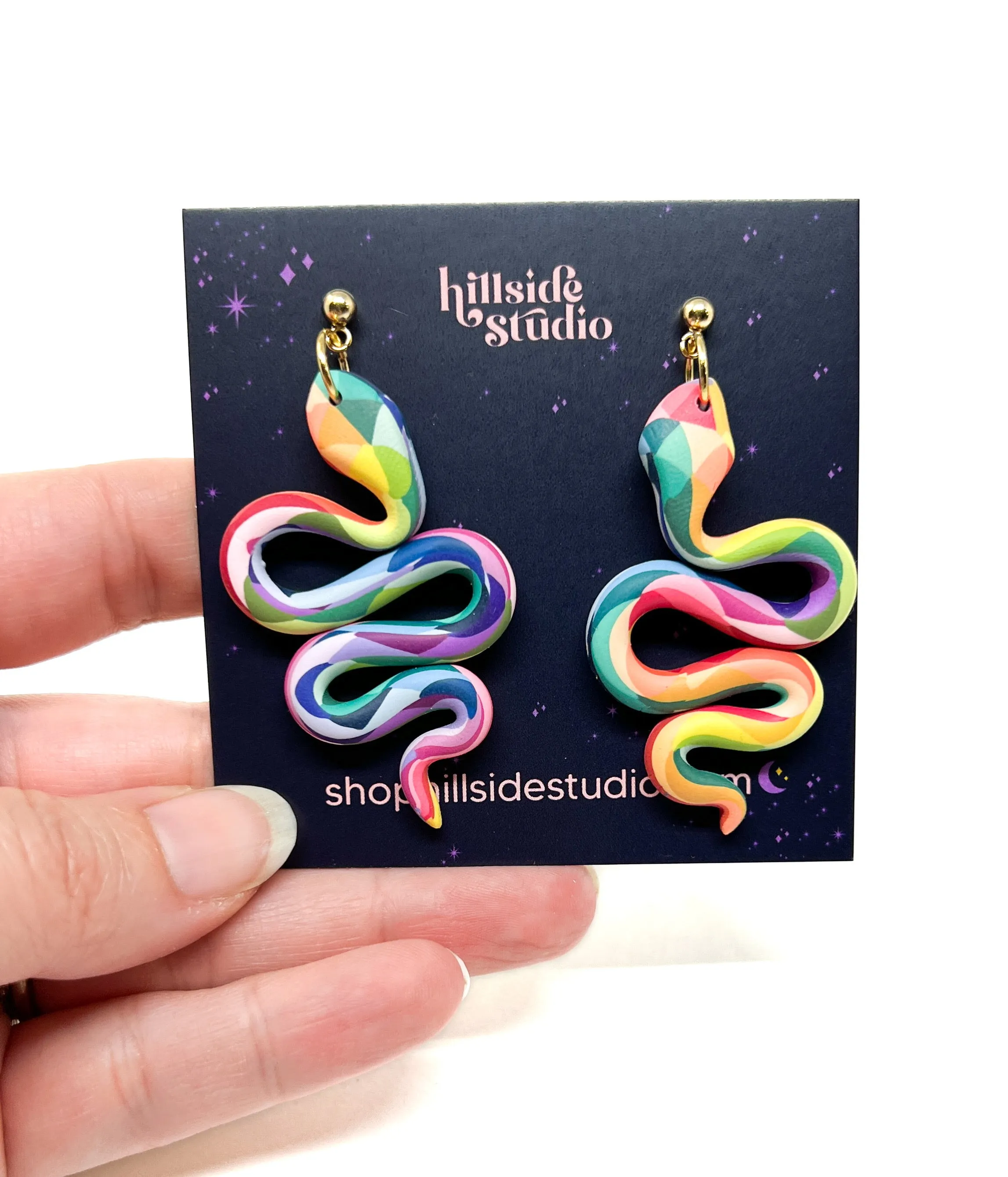 Anya Snake Earrings - Rainbow Prism