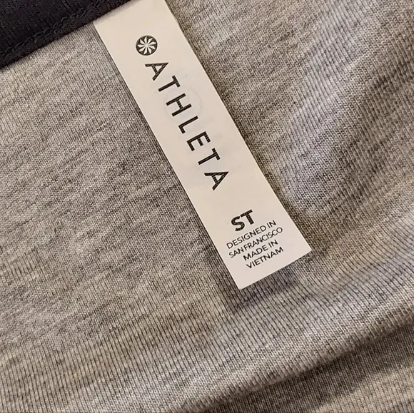 Athleta Destina Reversible Dress Black Gray Small Tall ST Knit Short Sleeve