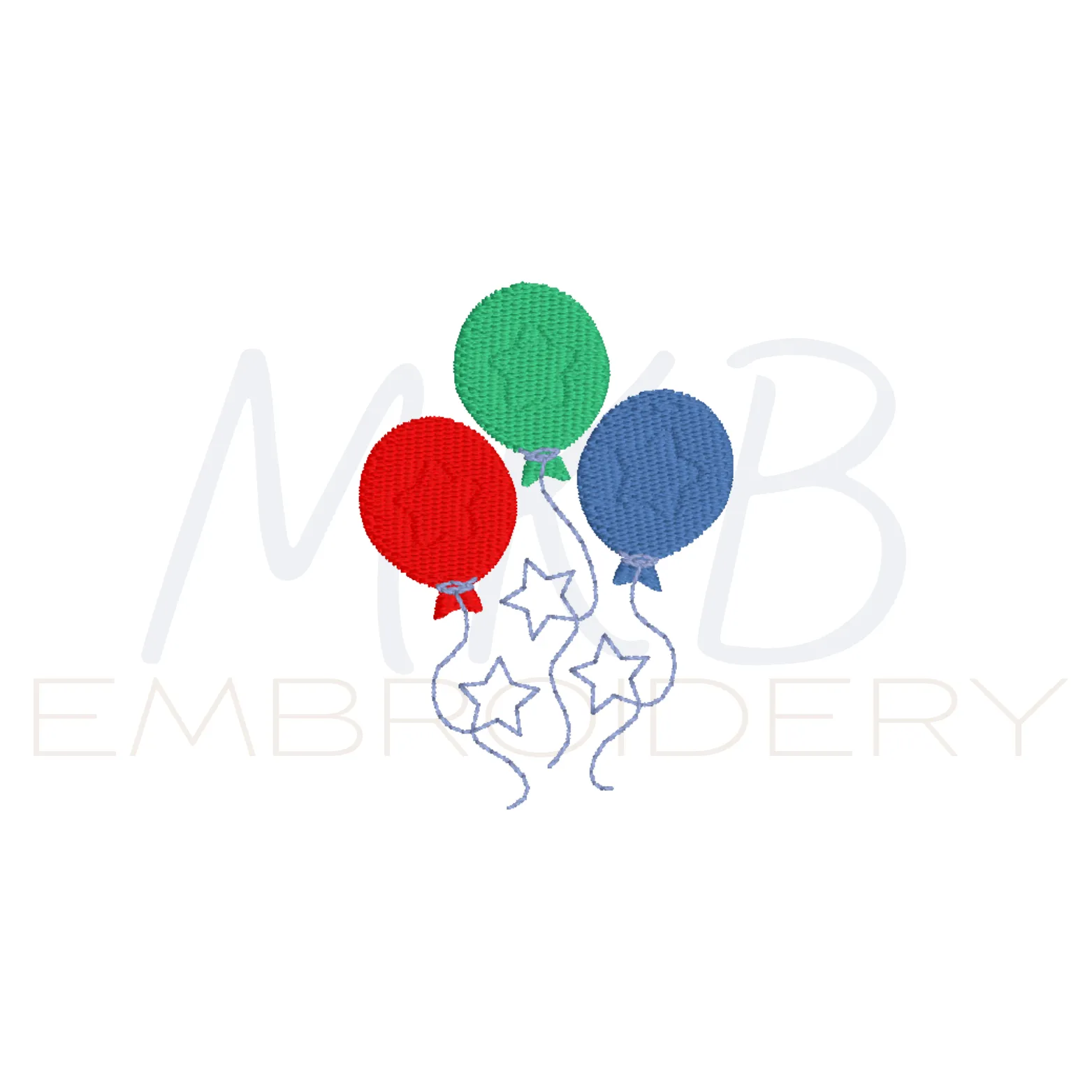 Balloon Trio Star Embossed Embroidery Design