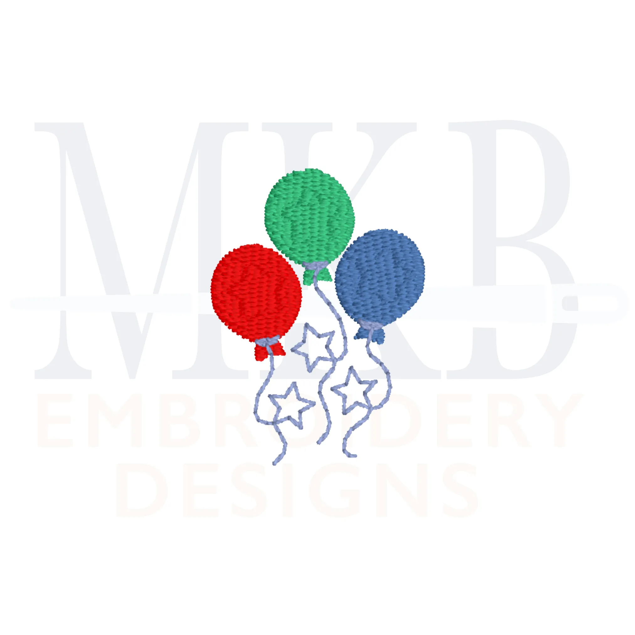 Balloon Trio Star Embossed Embroidery Design