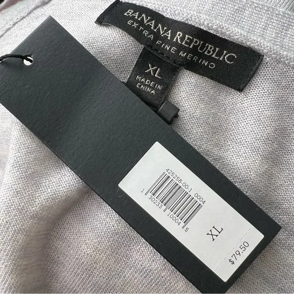 Banana Republic Grey &amp; Orange V-Neck Washable Merino Side-Stripe Sweater XL NWT