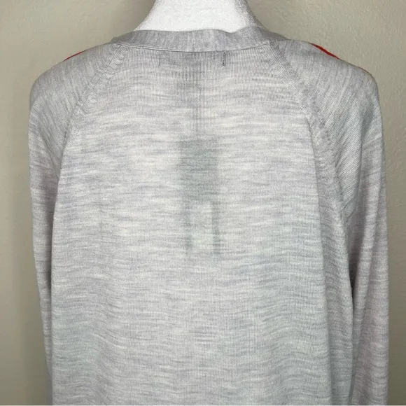 Banana Republic Grey &amp; Orange V-Neck Washable Merino Side-Stripe Sweater XL NWT