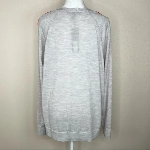 Banana Republic Grey &amp; Orange V-Neck Washable Merino Side-Stripe Sweater XL NWT