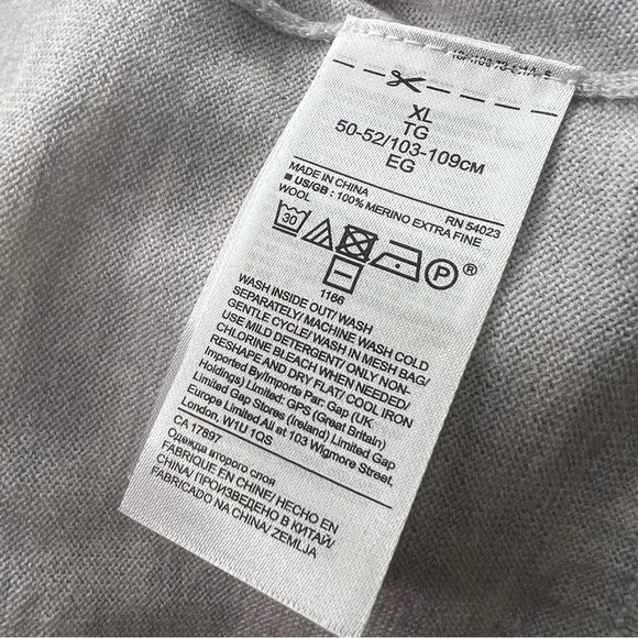 Banana Republic Grey &amp; Orange V-Neck Washable Merino Side-Stripe Sweater XL NWT