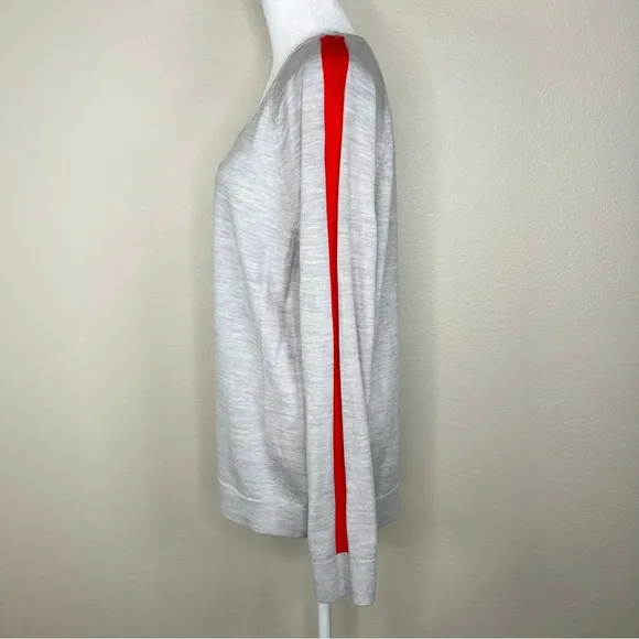 Banana Republic Grey &amp; Orange V-Neck Washable Merino Side-Stripe Sweater XL NWT