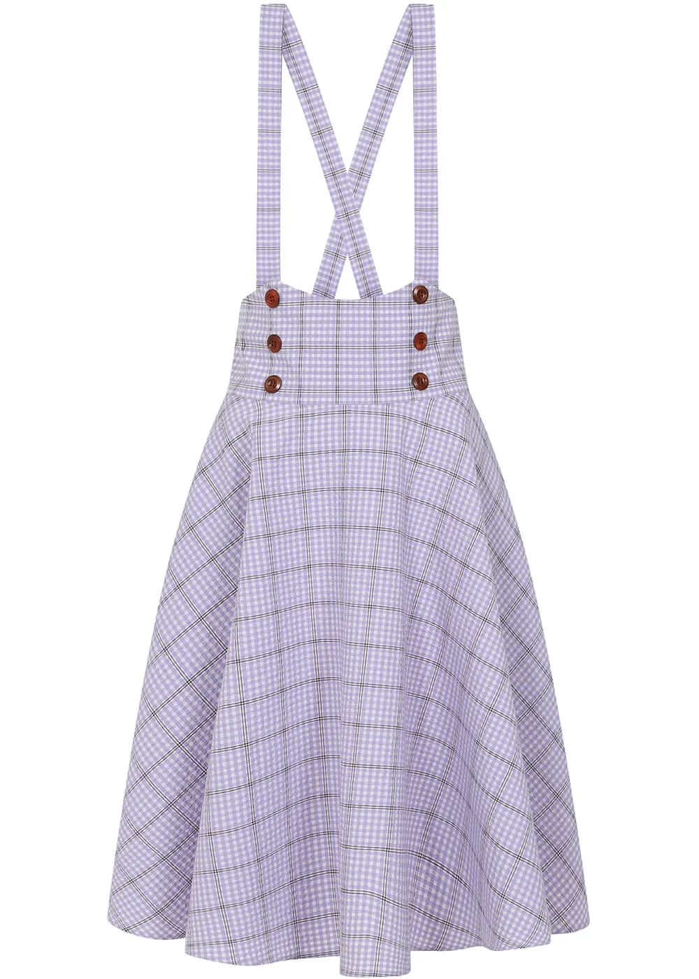 Banned Moana Check 40's Swing Skirt Lilac