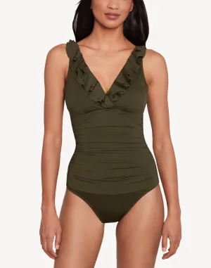 Beach Club Solids Ruffle Underwire One Piece