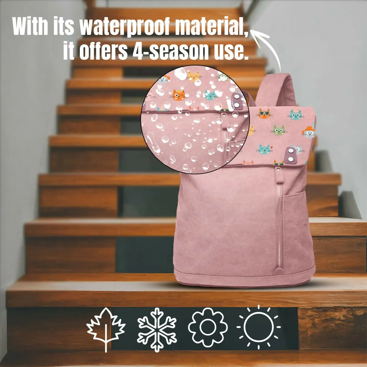 Biggdesign Cats Vintage Anti Theft and Waterproof Laptop Backpack, Pink