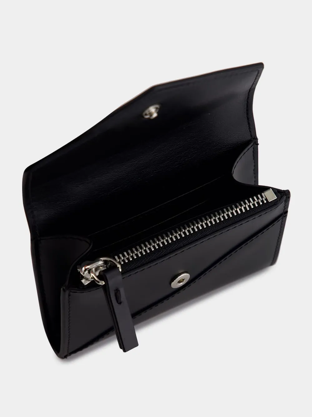 Black Leather Flap Wallet