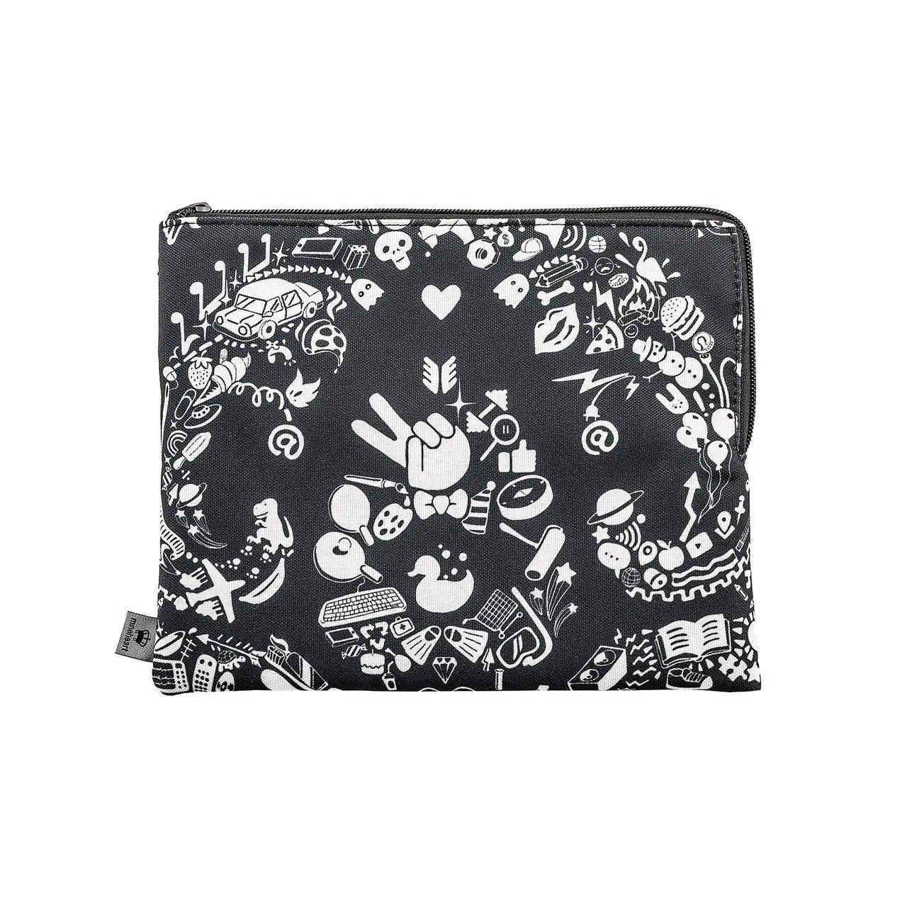 Black New World Damask Clutch