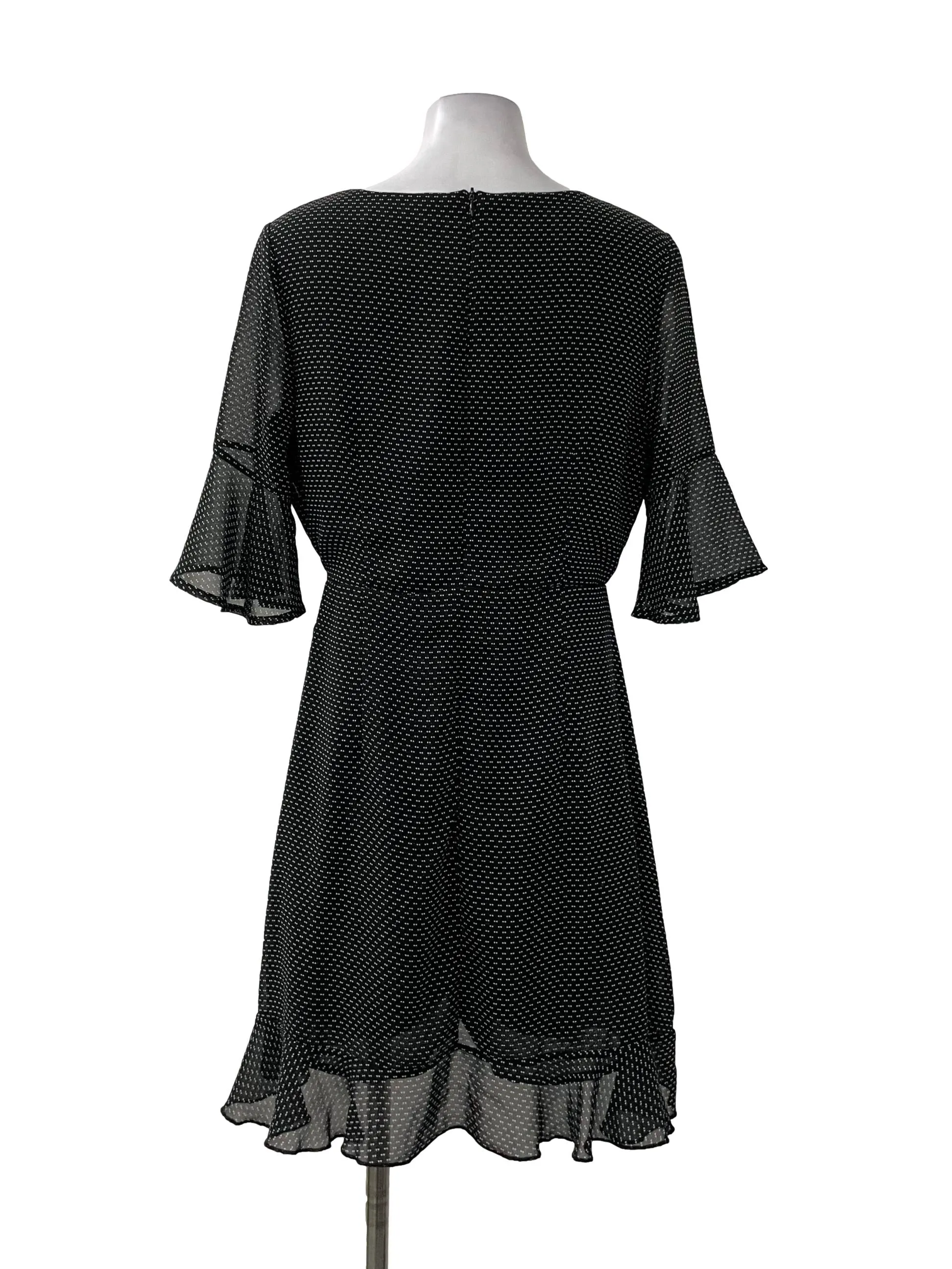 Black Patterned Wrap Dress