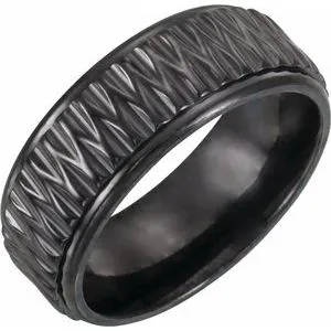 Black Titanium 8 mm Patterned Band Size 8