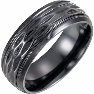 Black Titanium Patterned Band Size 14