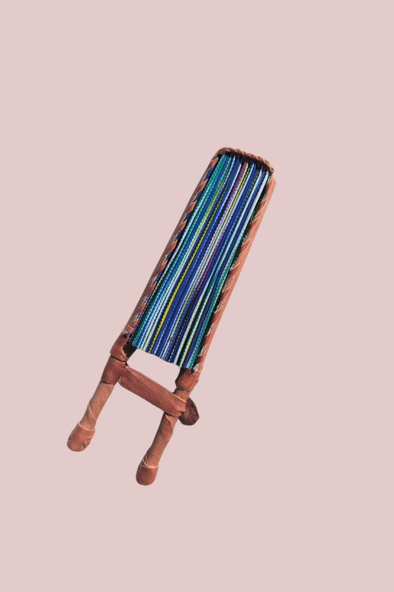 Blue Stripe African Print Folding Fan
