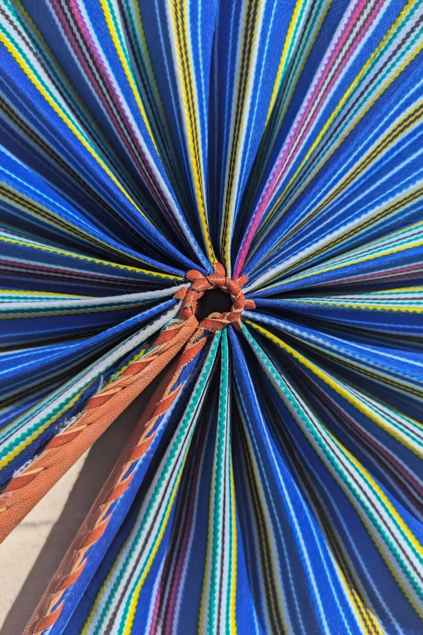 Blue Stripe African Print Folding Fan