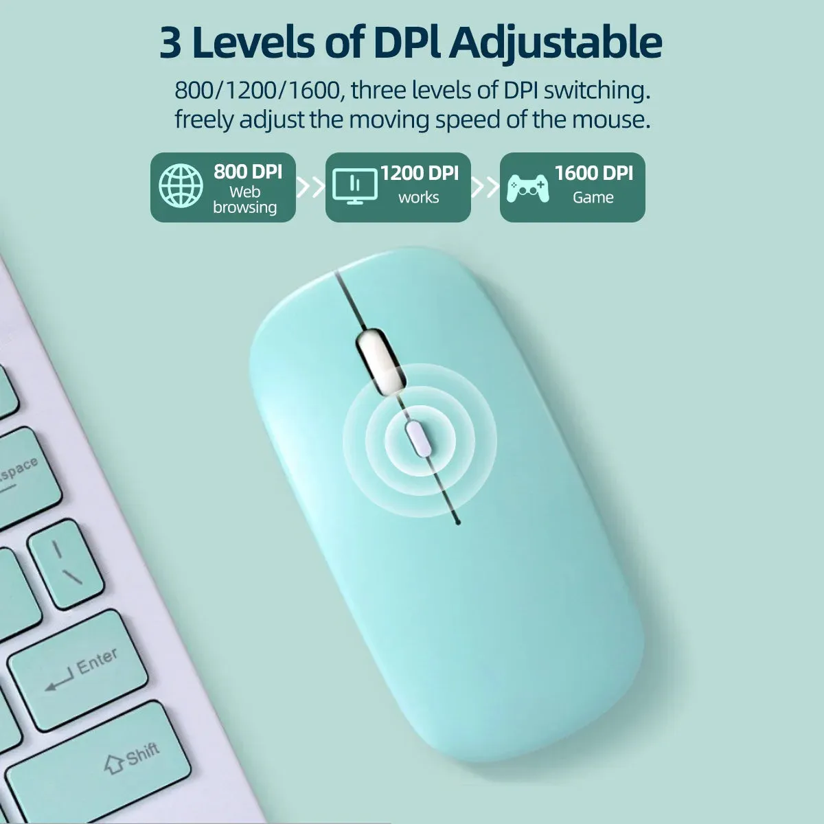Bluetooth Wireless Mouse for Laptop & Notebook Computers