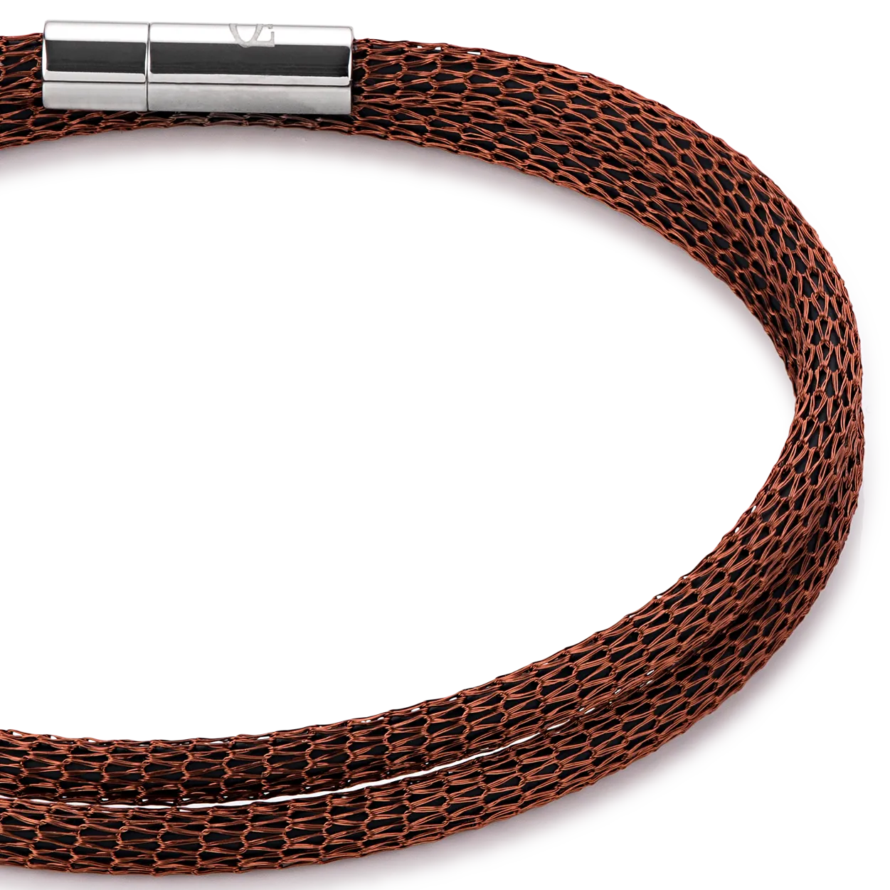 Bracelet mesh silver-coated & enamelled brown