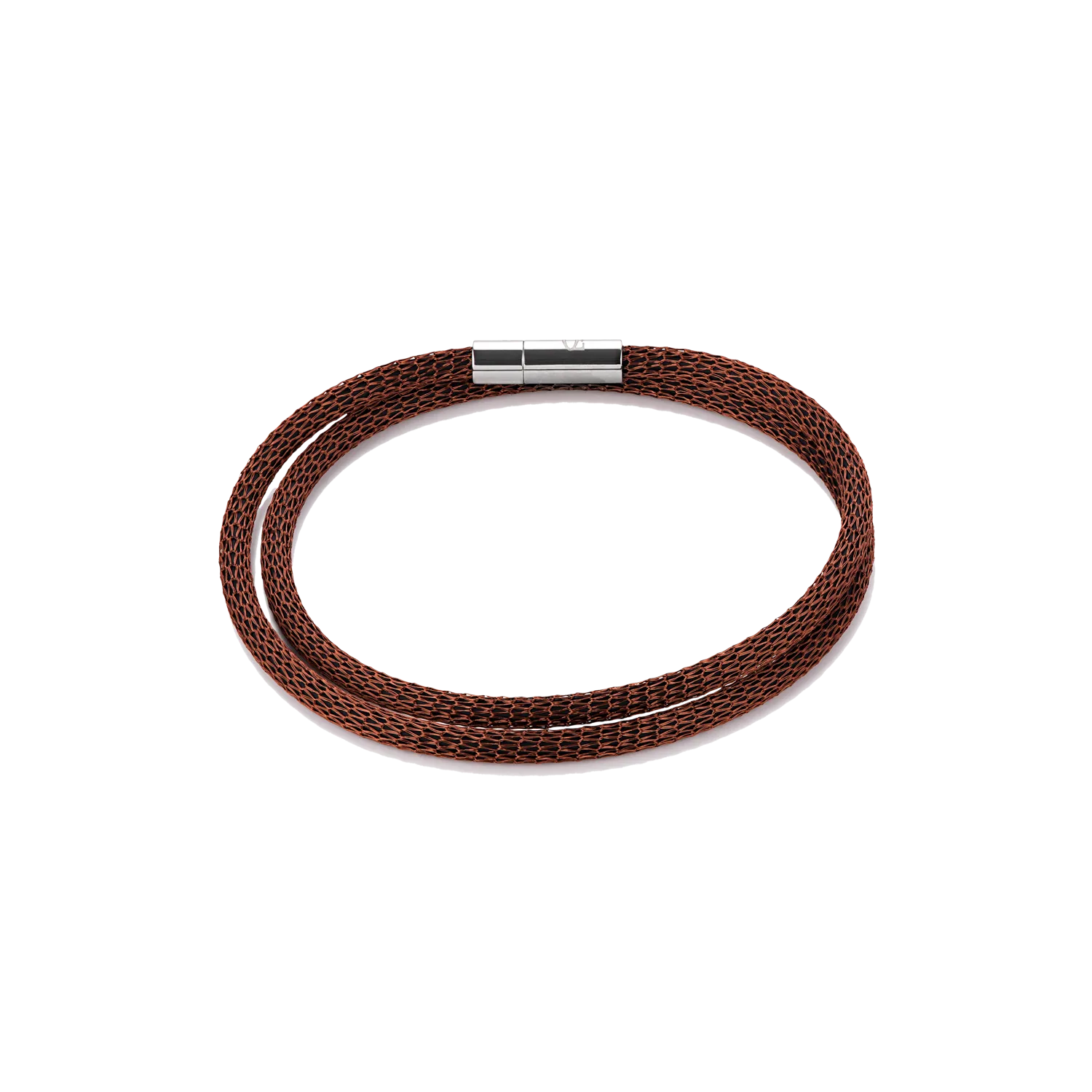 Bracelet mesh silver-coated & enamelled brown