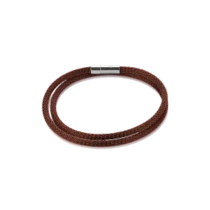 Bracelet mesh silver-coated & enamelled brown