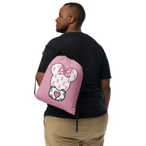 Breast Cancer Mouse Theme Drawstring Bag