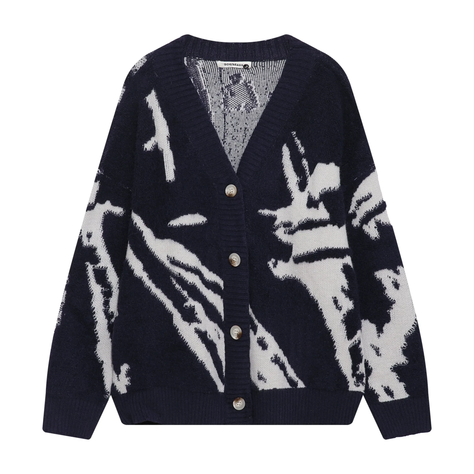 Button-Up Patterned Sweater Cardigan
