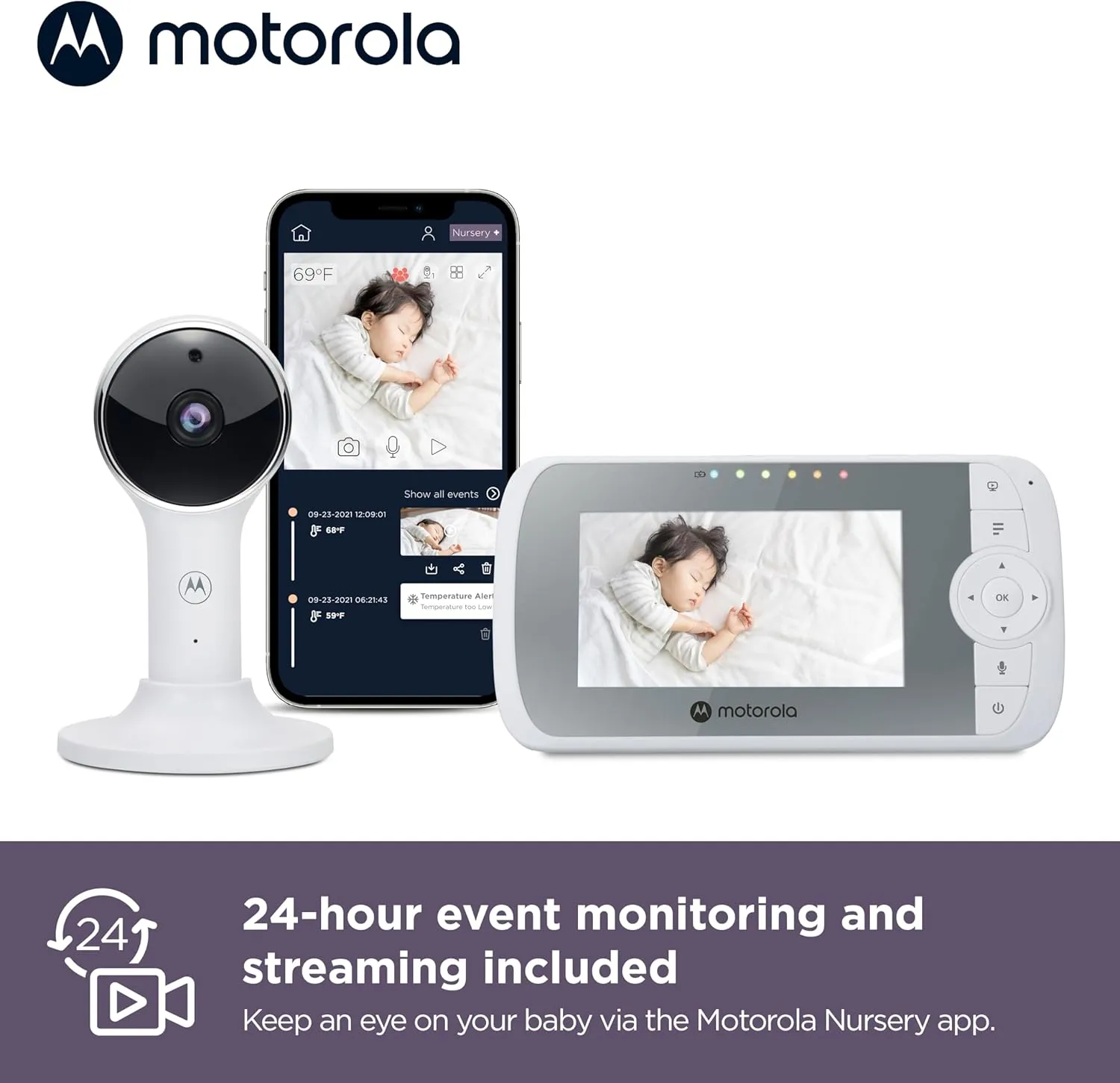 Camera Baby Monitor Screen HD VM64 4.3" 1080p & WiFi W/App Connective USA ONLY