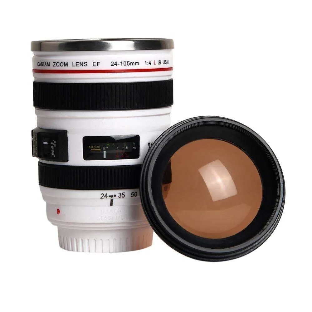Camera Lens Shape Cup Coffee Tea Travel Mug Stainless Steel