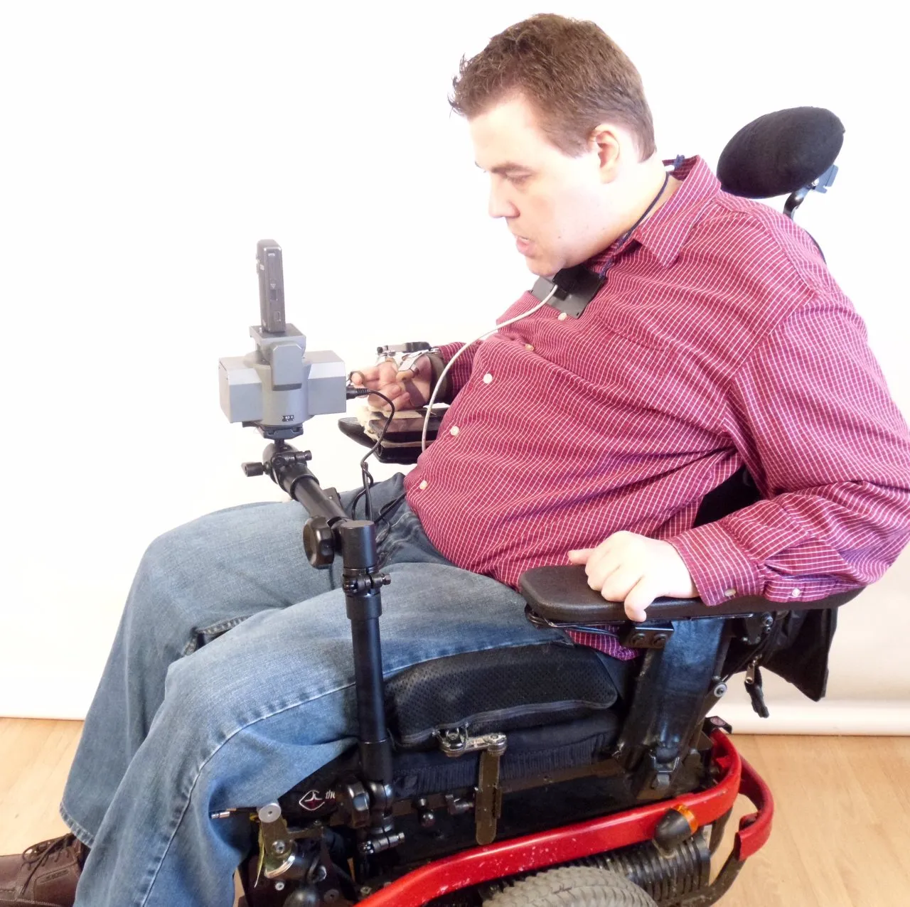 Camera Motorized Pan & Tilt Tripod Head   choice of Adaptive Hand, Finger, or Chin Joystick Controls