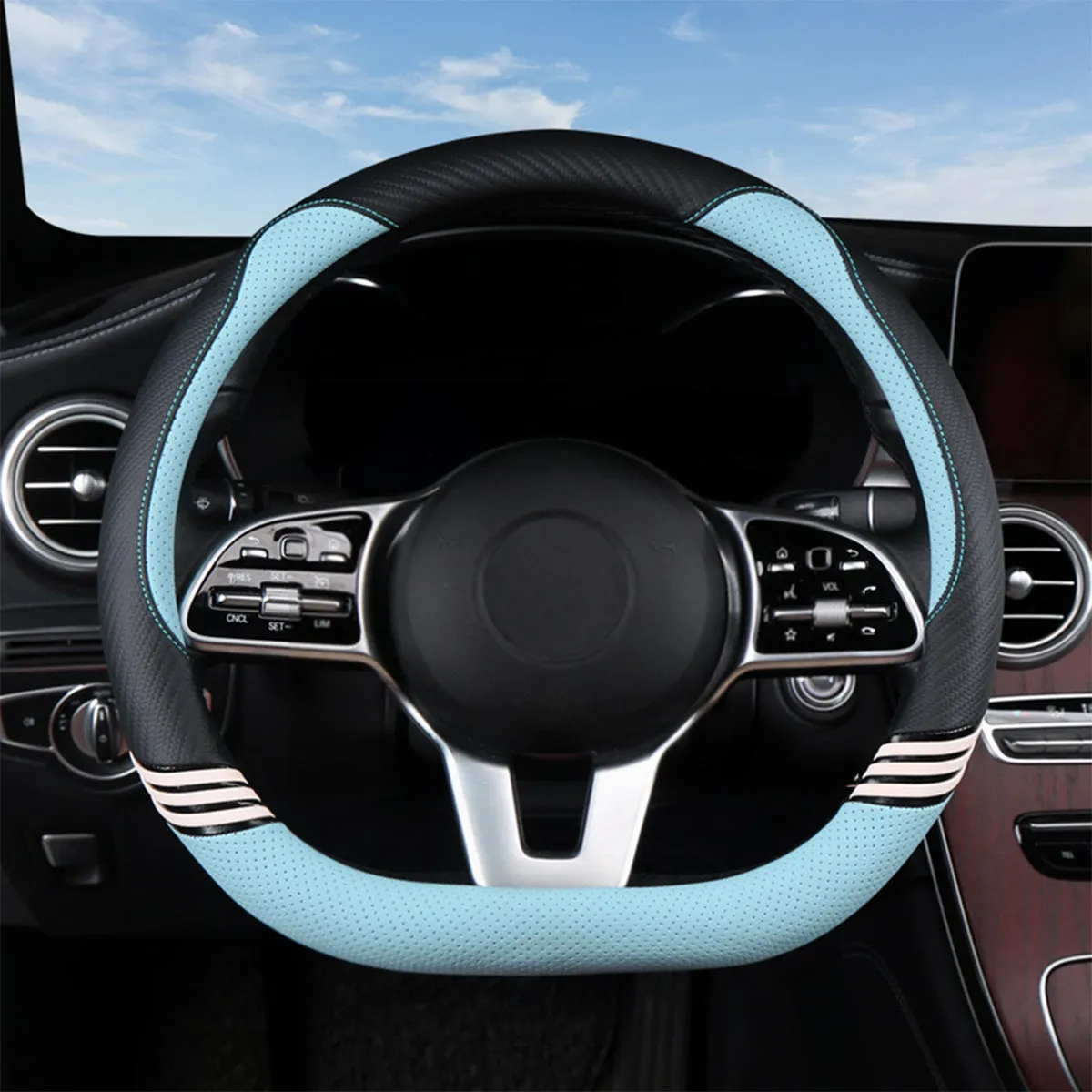 Car Steering Wheel Cover 2024 Update Version, Custom Fit For Your Cars, Premium Leather Car Steering Wheel Cover with Logo, Car Accessories