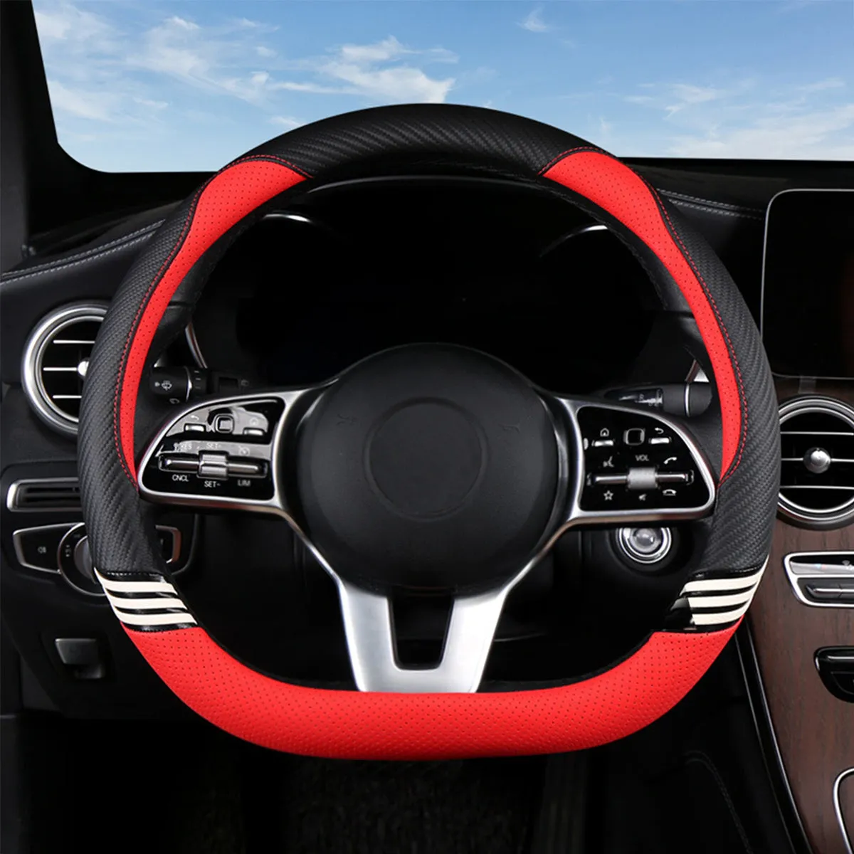 Car Steering Wheel Cover 2024 Update Version, Custom Fit For Your Cars, Premium Leather Car Steering Wheel Cover with Logo, Car Accessories