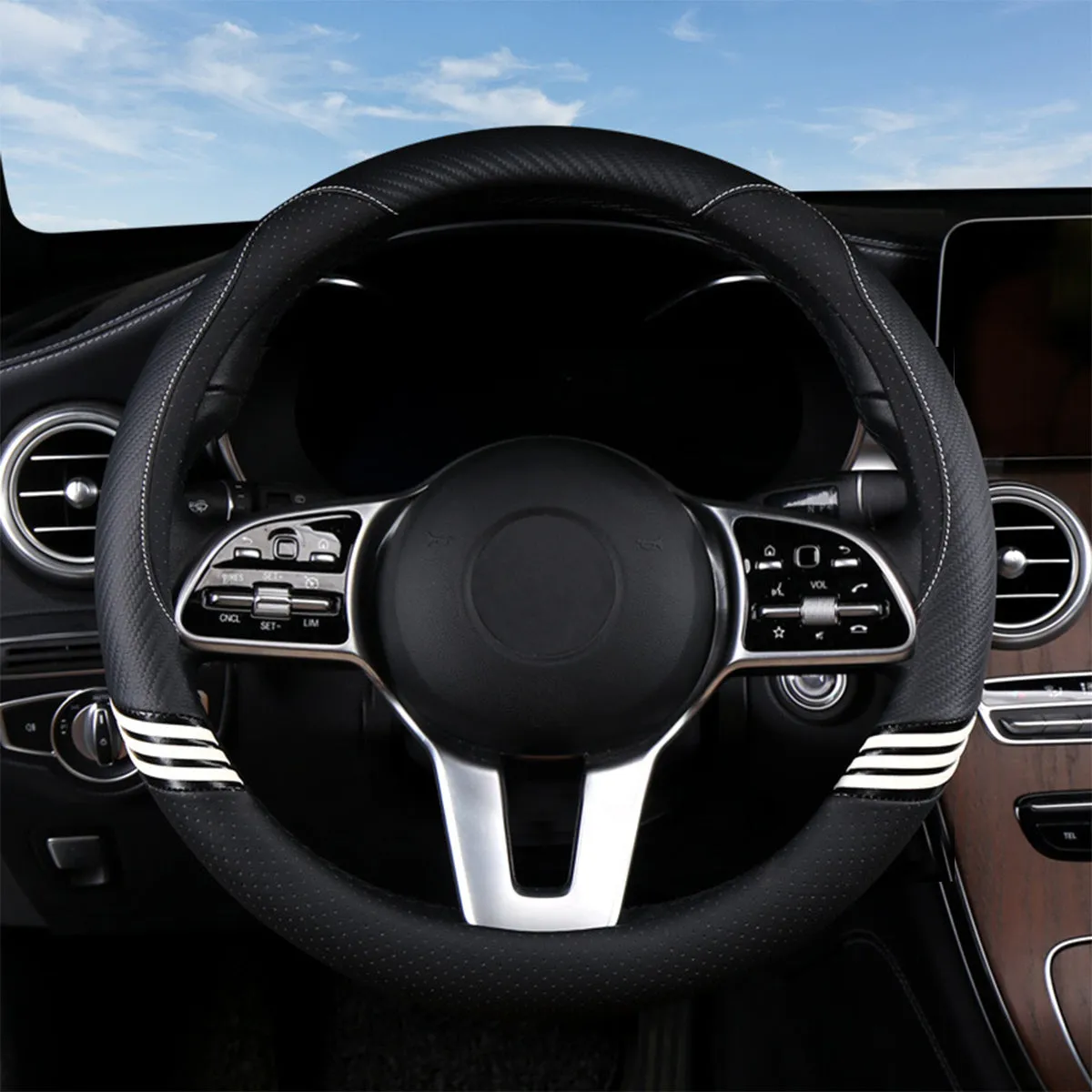 Car Steering Wheel Cover 2024 Update Version, Custom Fit For Your Cars, Premium Leather Car Steering Wheel Cover with Logo, Car Accessories