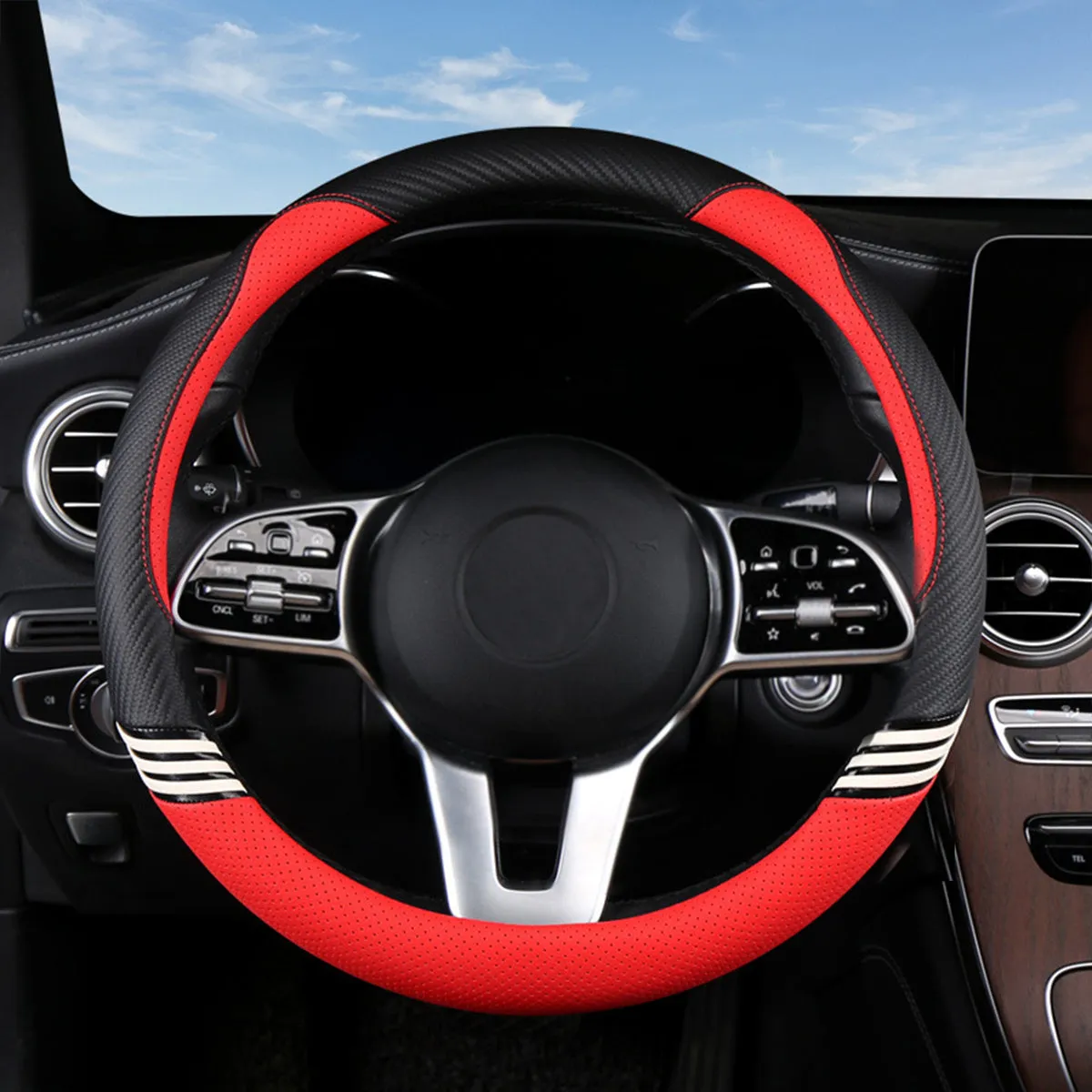 Car Steering Wheel Cover 2024 Update Version, Custom Fit For Your Cars, Premium Leather Car Steering Wheel Cover with Logo, Car Accessories