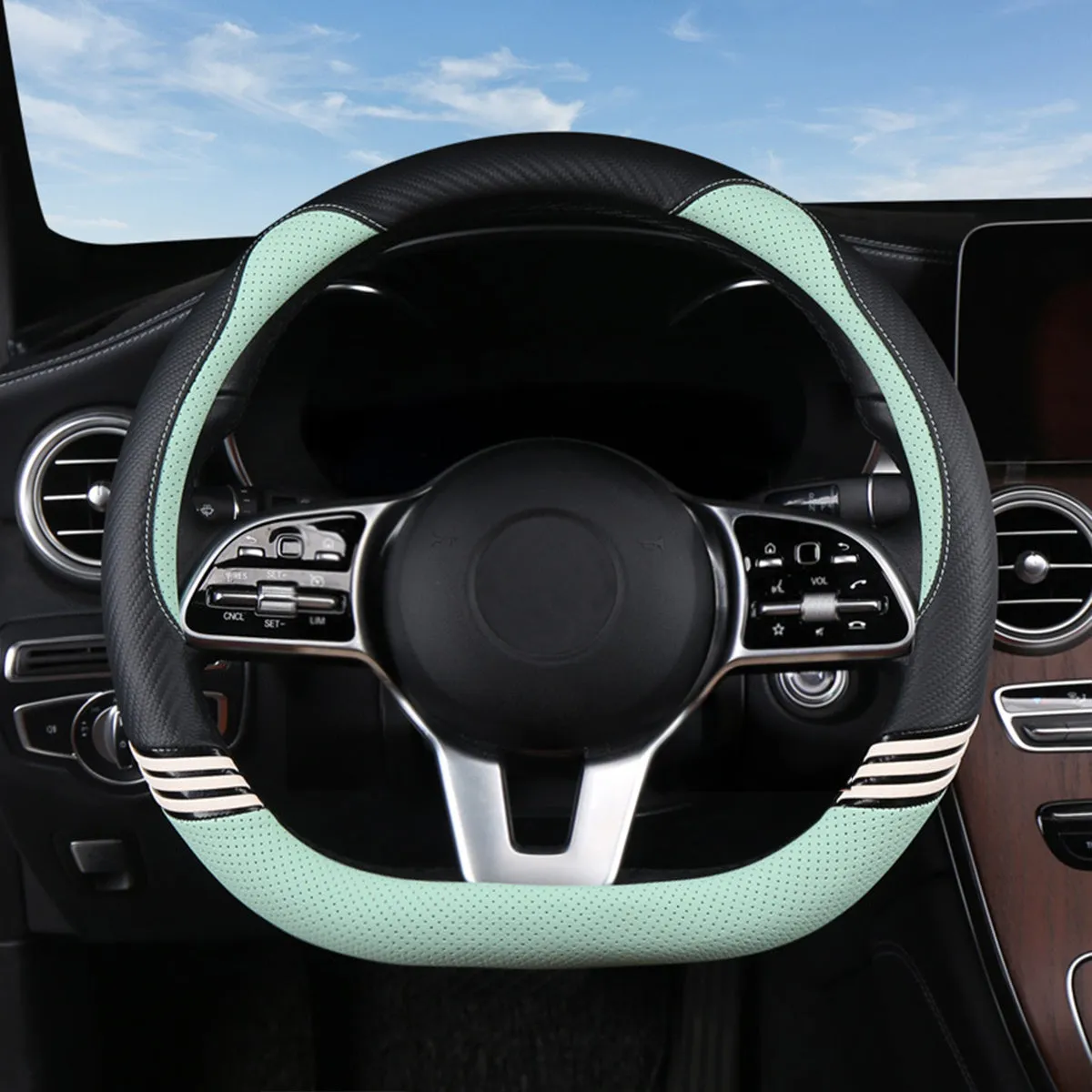 Car Steering Wheel Cover 2024 Update Version, Custom Fit For Your Cars, Premium Leather Car Steering Wheel Cover with Logo, Car Accessories